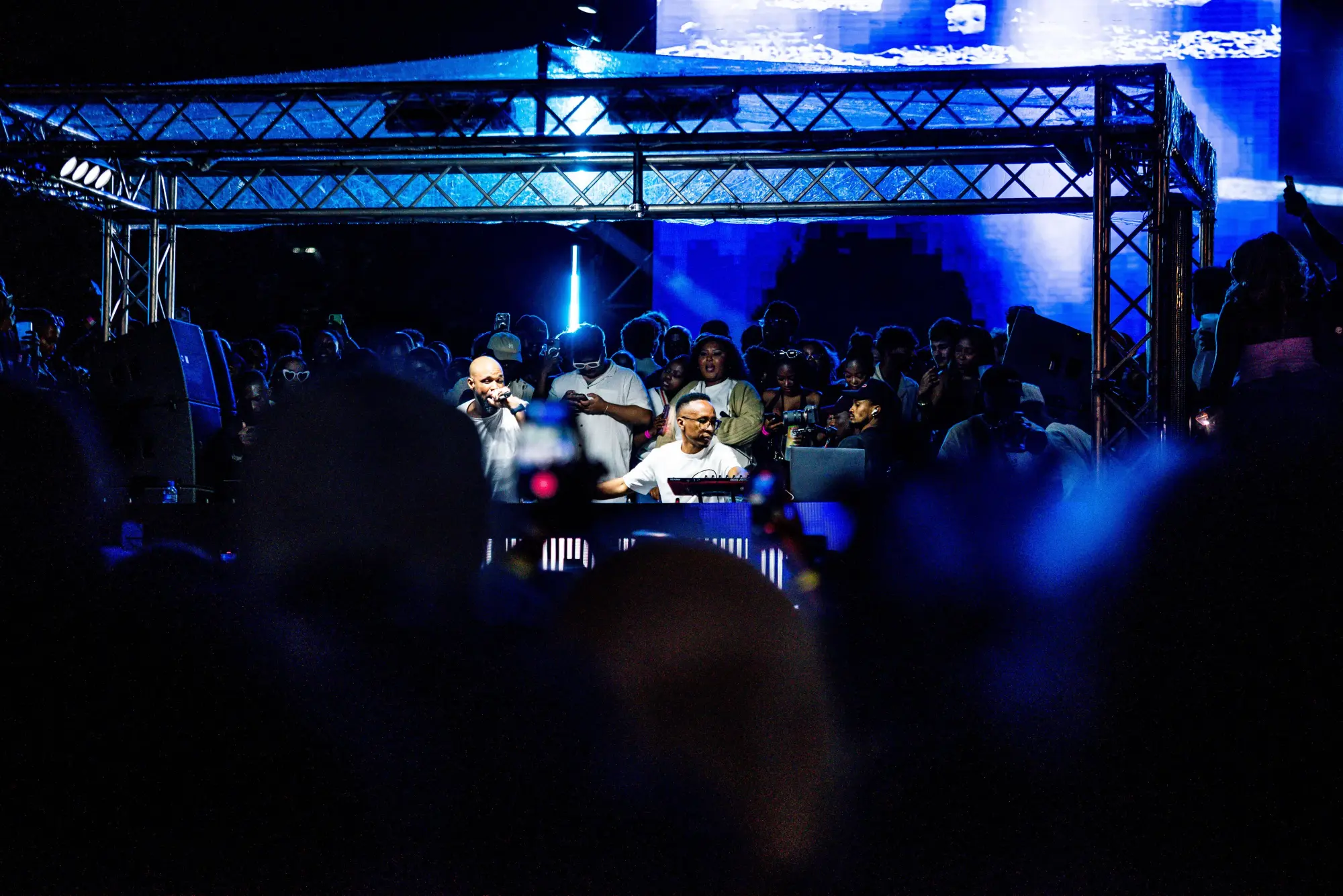 Blue Hour — performing through blue stage lighting